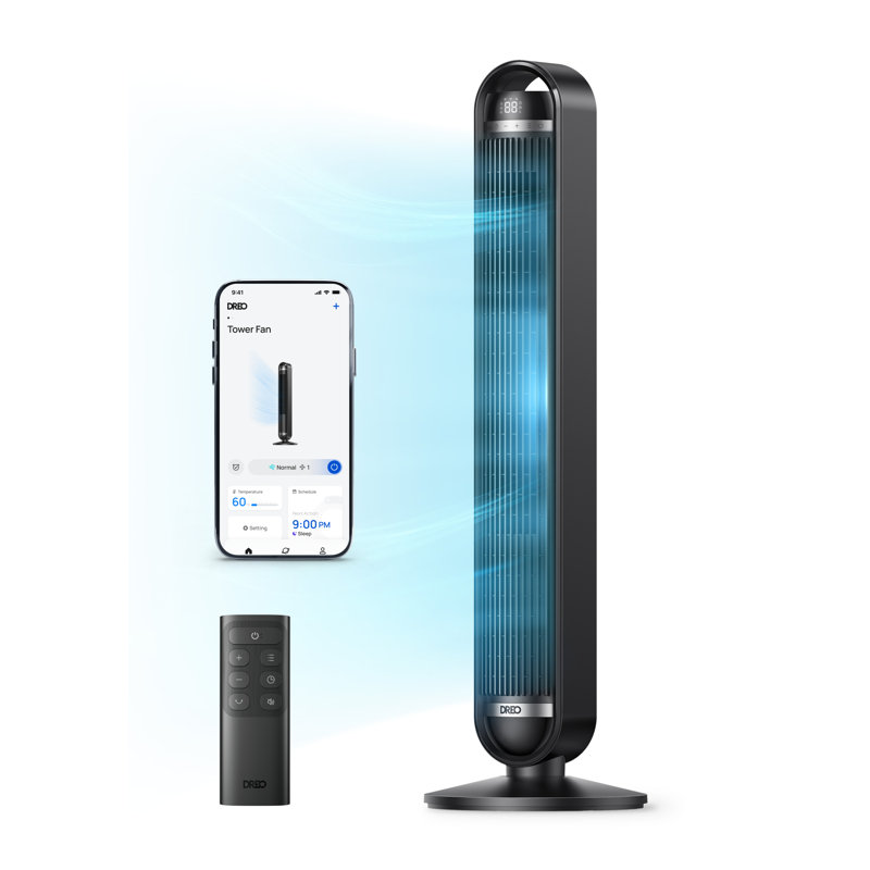 DREO 42" Cruiser Pro Smart Tower Fan DC Motor 9-Speed Black with Remote