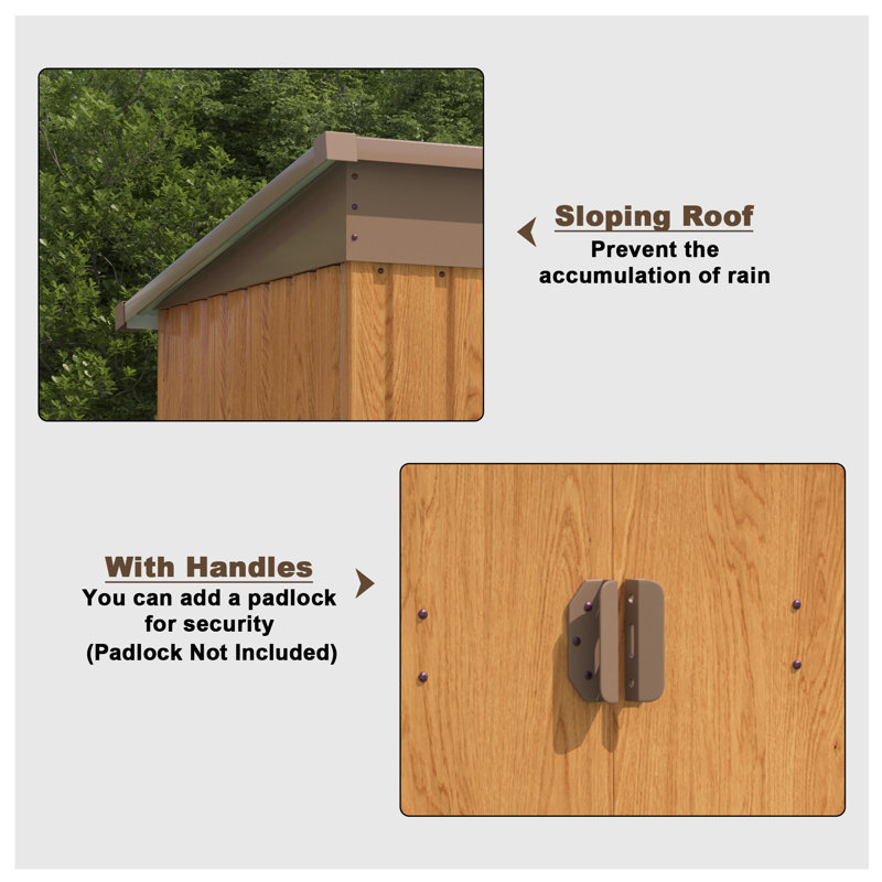 6 ft x 4 ft Brown Metal Lean-To Storage Shed