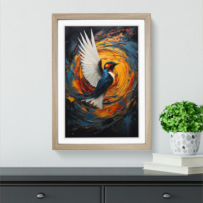 Swallow Hard Edge Painting - Single Picture Frame Print on Wood