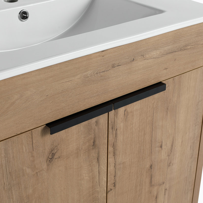 Meuble-lavabo sur pied simple avec plateau en céramique 30 po Lynnmarie