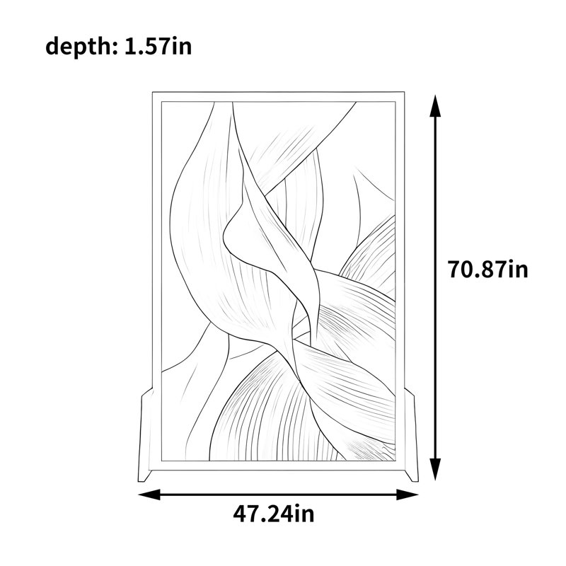 Paravent moderne en bois abstrait, H 70,87 po x l 47,24 po x P 1,57 po, Bleu / brun / blanc / vert