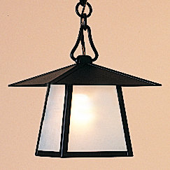 Mannford Outdoor Hanging Lantern, T-bar, Mission Brown, Cream