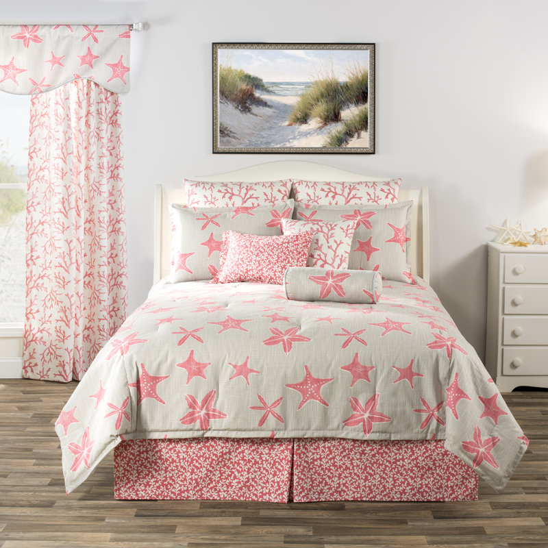 Cotton Box Stitch Geometric Shapes Comforter, Twin Comforter + 1 Sham, Pink