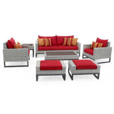 Ensemble de conversation en rotin avec coussins Sunbrella