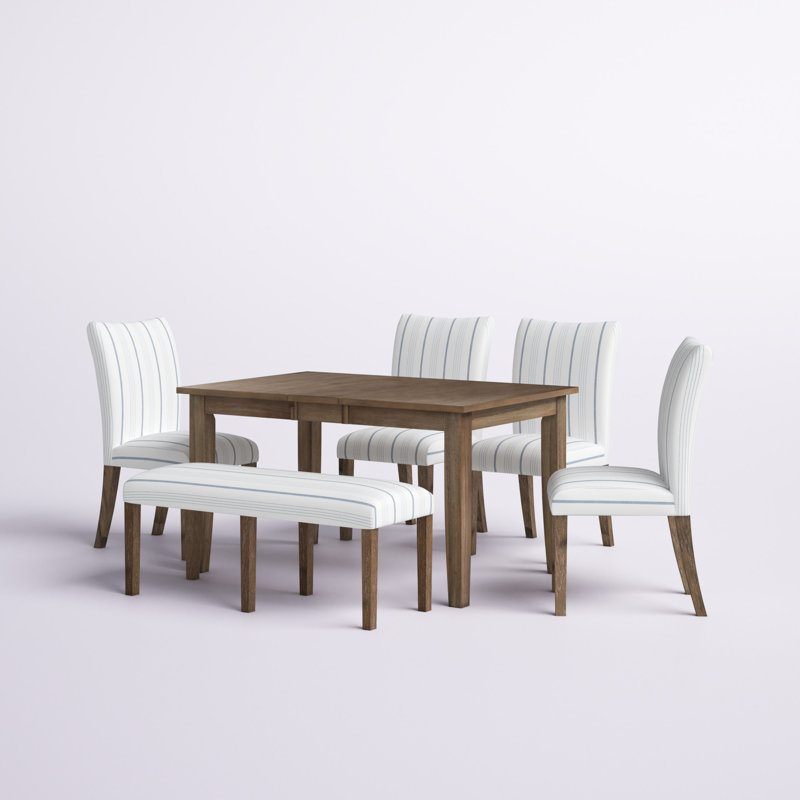 Ensemble de salle à manger 6 personnes Ferge, 6 pièces: table, banc, 4 chaises