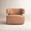 Fauteuil demi-tonneau pivotant en cuir véritable Bascom-1960011