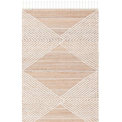 Geometric Hand-Woven Jute and Wool Area Rug