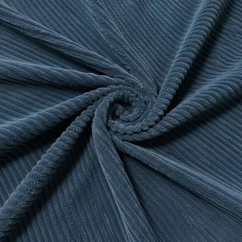 Repose-pieds rembourré en velours côtelé, Bleu très foncé