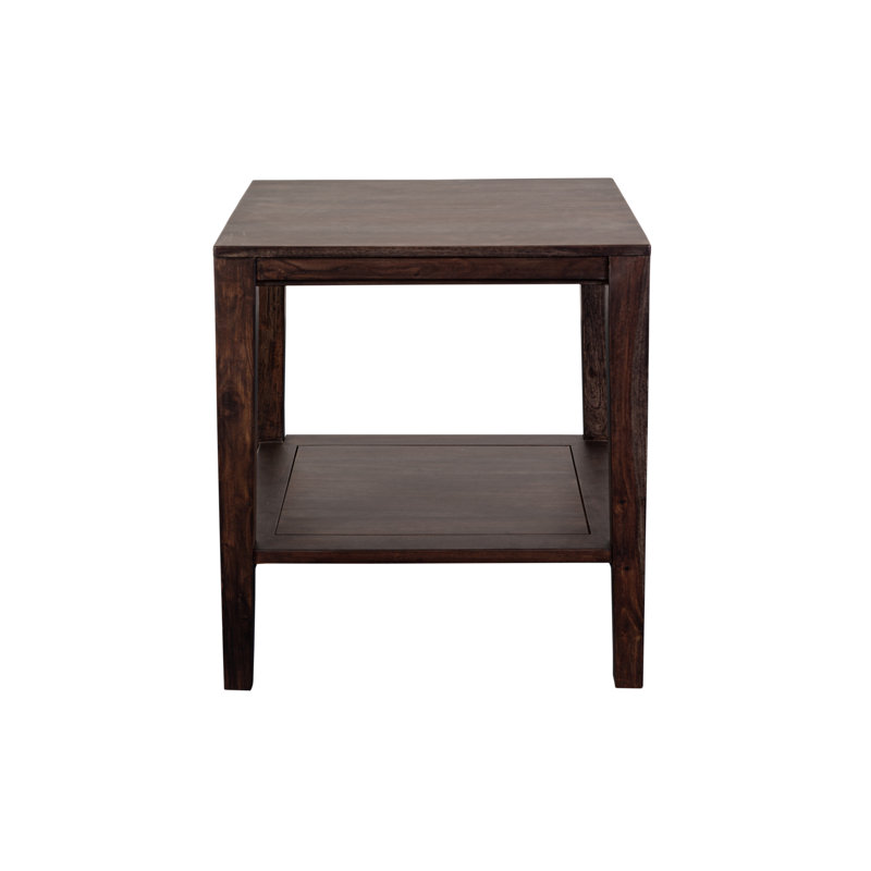 Mariann Solid Wood End Table, Dark Natural