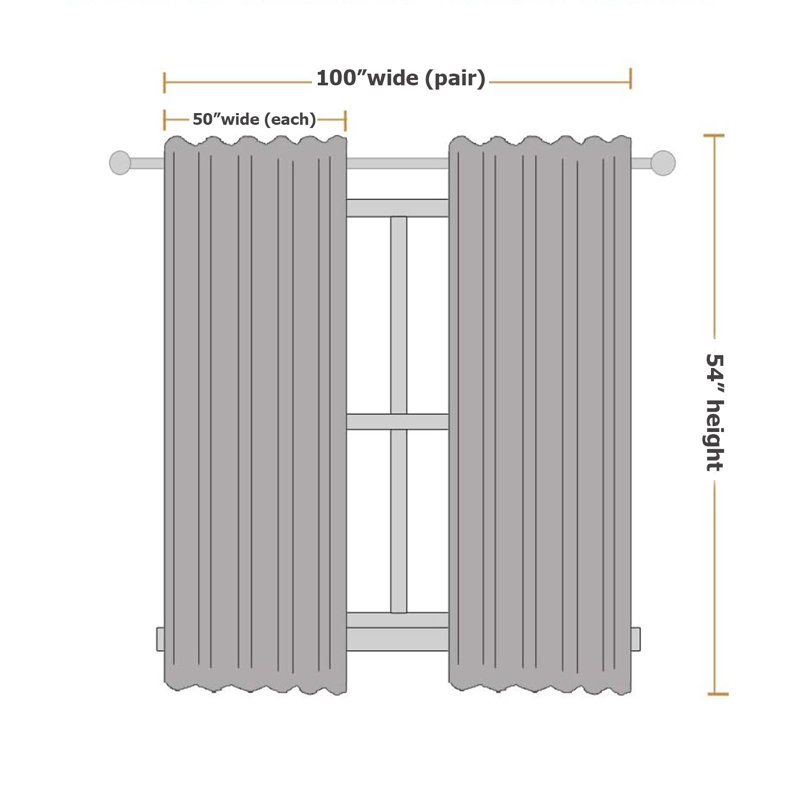 Cameley Blackout Curtain Pair, 50" W x 54" L, Gray