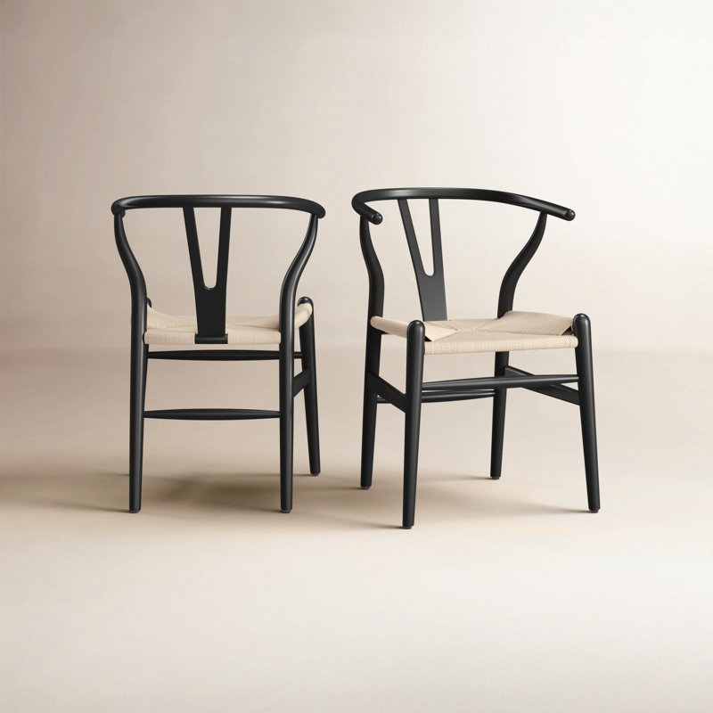 Chaise en bois massif Wyn, Noir / Naturel, 2