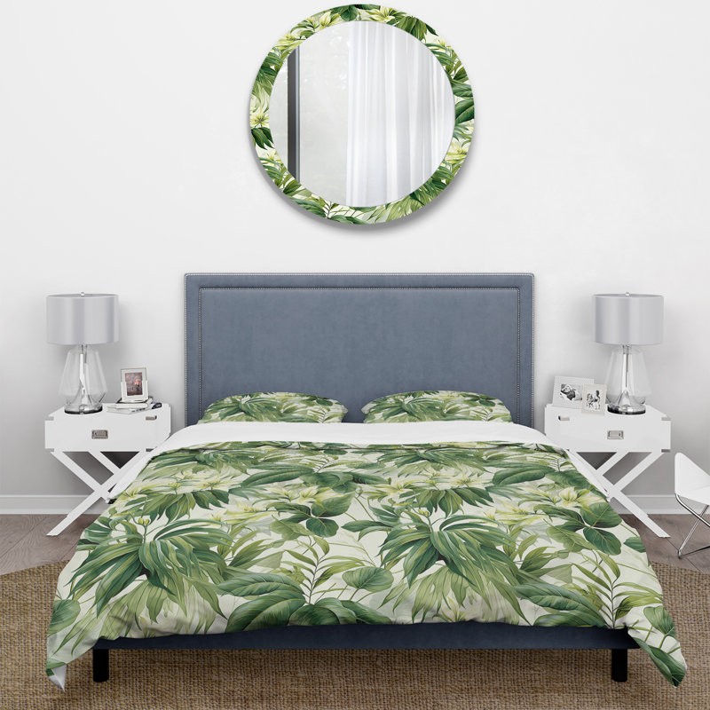 Literie Vintage Jungle I, Housse de couette pour grand lit et 2 taies décor