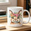 1pc Boho Bunny Ceramic Mug with Cute Ears & -Shaped Handle Easter Bunny Cup for Coffee.