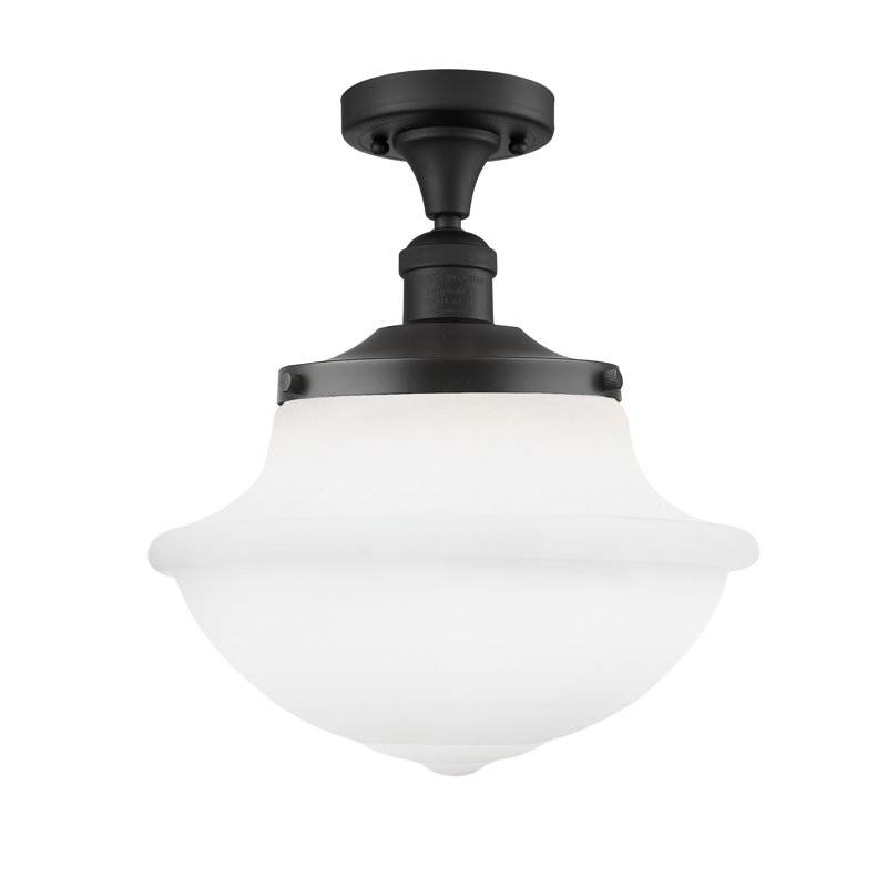 Baptiste Glass Semi Flush Mount, No Bulb Included, Matte White, Oil Rubbed Bronze