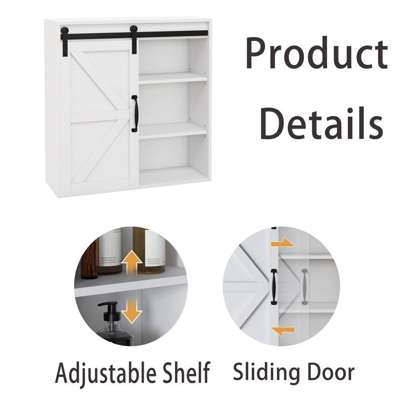 Bathroom Wall Cabinet,medicine Cabinet With Sliding Barn Door And Adjustable Shelf