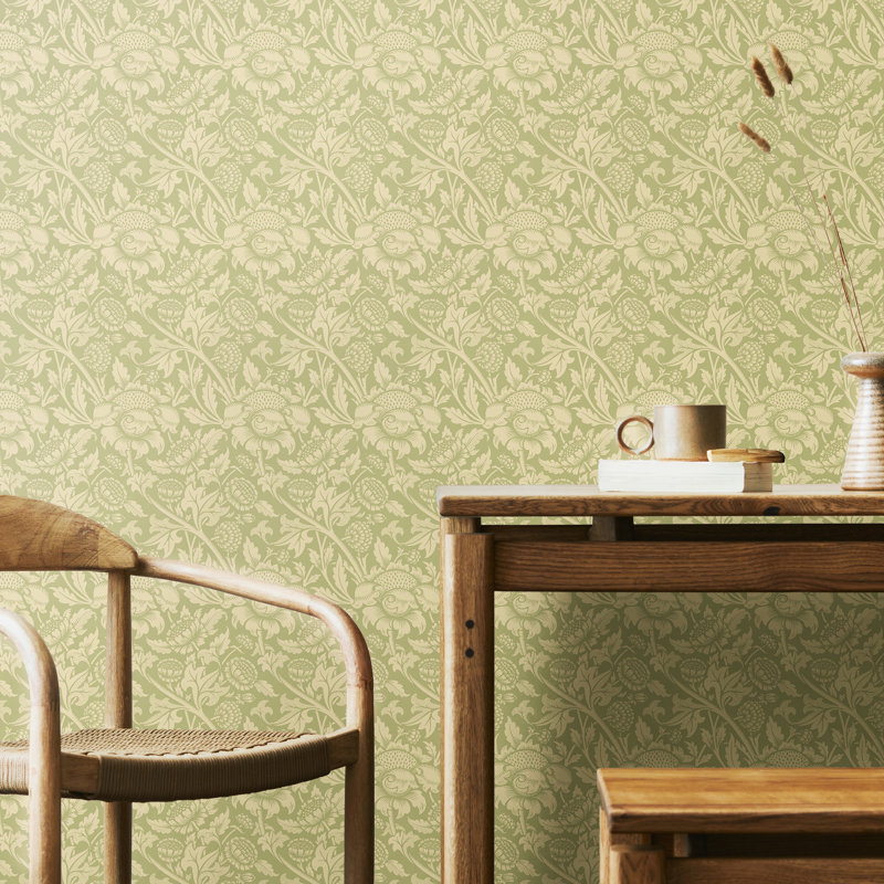 Cipriano 10m x 50cm Matte Wallpaper Roll, Green
