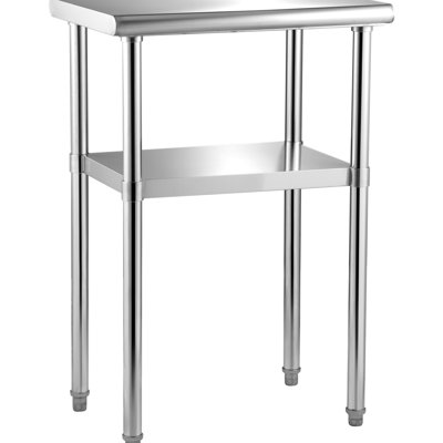 Table de travail en acier inoxydable, capacité de 272 kg (600 lb), 61 x 46 x 91 cm (24 x 18 x 36 po), pieds réglables, idéale pour les restaurants et les travaux lourds. Table robuste de 181 kg (400 lb) avec tablette supérieure et inférieure, conforme aux normes de garage.