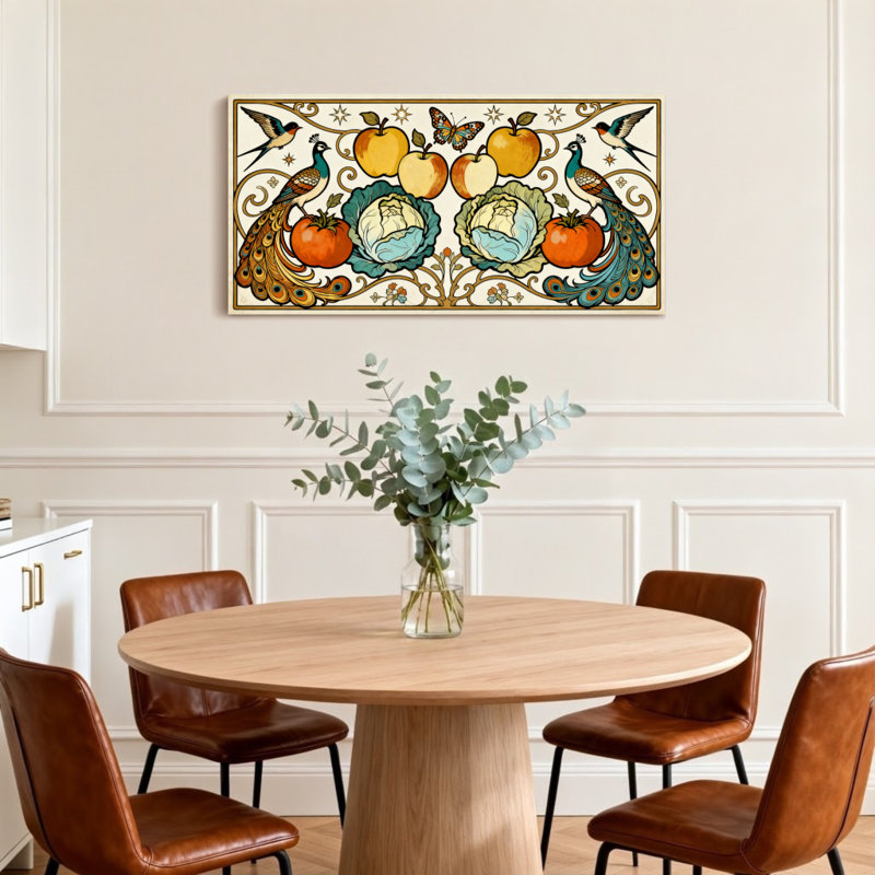 Mode, paons, pommes, choux, tomates, papillons, oiseaux, étoiles, volutes, H 16 po x l 32 po