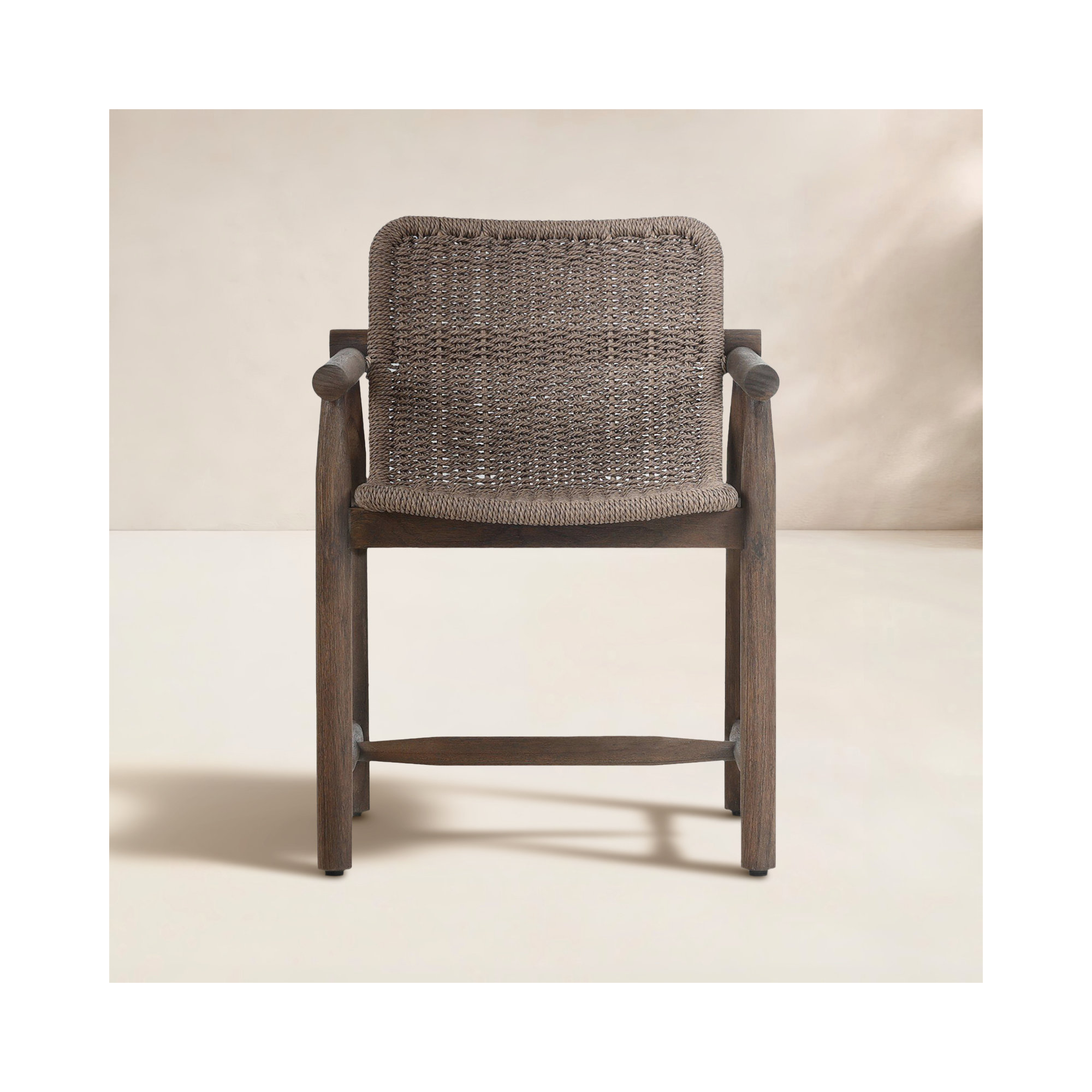 Dume Outdoor Dining Armchair, Dark Gray/Dark Brown