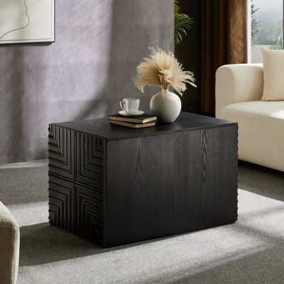 Armoire d'appoint en bois 20,47 po avec table de chevet à relief géométrique et 2 tiroirs, convient aux chambres à coucher et aux salons