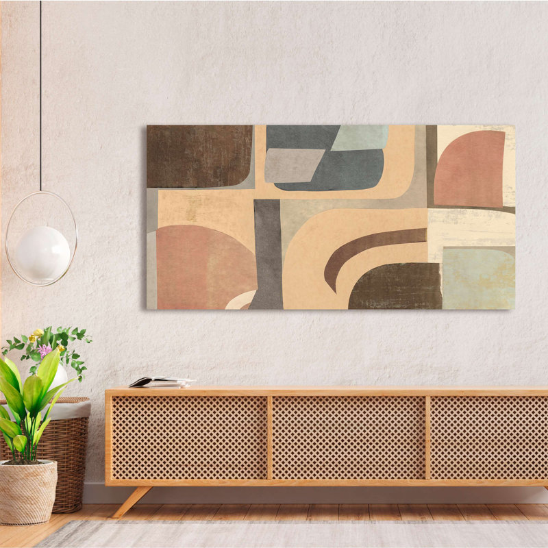 Geometric Earth Waves by Steve Roja - Wrapped Canvas Print, 60cm H x 120cm W
