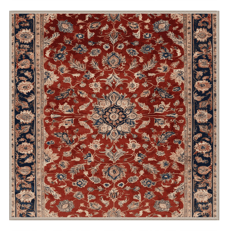 Machine Washable Persian Brown Area Rug, Square 8'