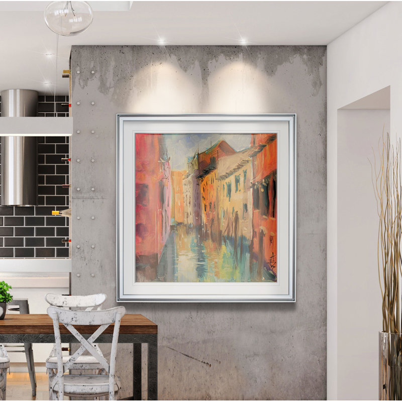 Venise III - reproduction d'art, H 16 po x l 16 po x P 1,5 po, Cadre argenté