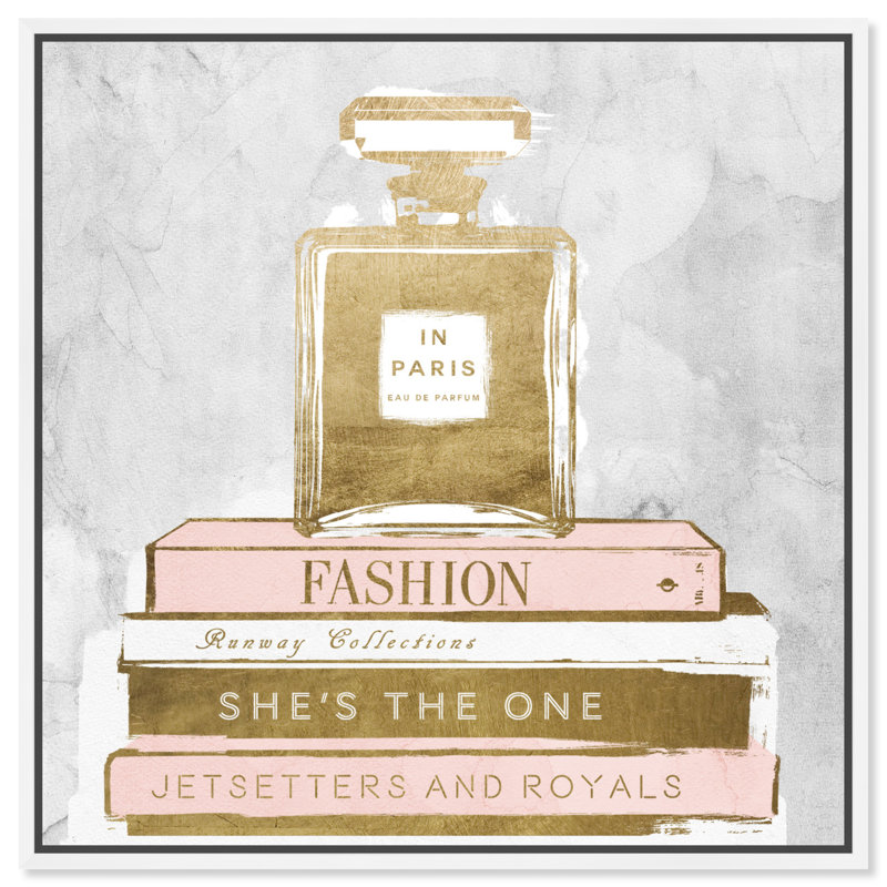 «Perfume and Books Gray», impression, H 20 po x l 20 po x P 1,5 po, Blanc