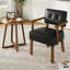 Ensemble de 2 fauteuils d'appoint capitonnés Mid-Century, structure en similicuir et bois, fauteuil de salon, chambre à coucher et balcon-868748613-868748614