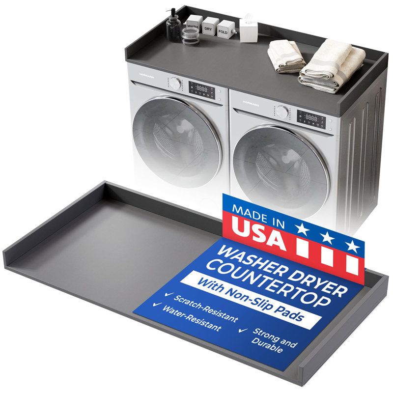 OfficeSimpli Washer Dryer Countertop 27.5 x 54 Heavy-Duty Laundry Countertop Over Washer and Dryer, Laundry Room Countertop Organization Solution with Non-Slip Pads, Slate Grey