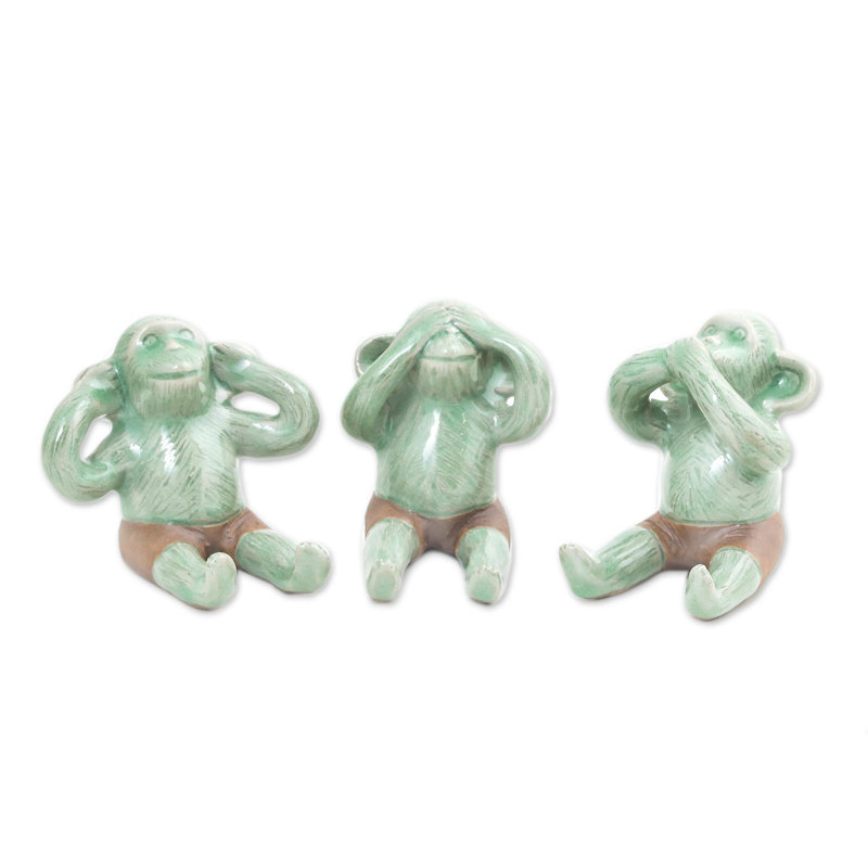 Ensemble de 3 figurines Oswaldo Green Monkeys Celadon