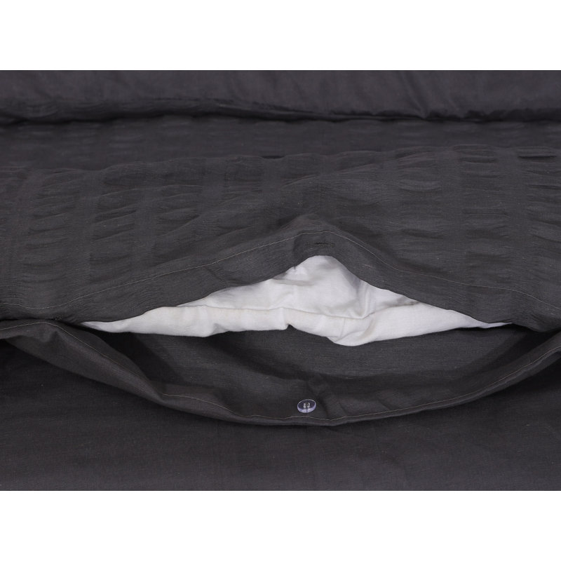 Seersucker Duvet Cover Set with Pillowcases, Single, Dark Grey