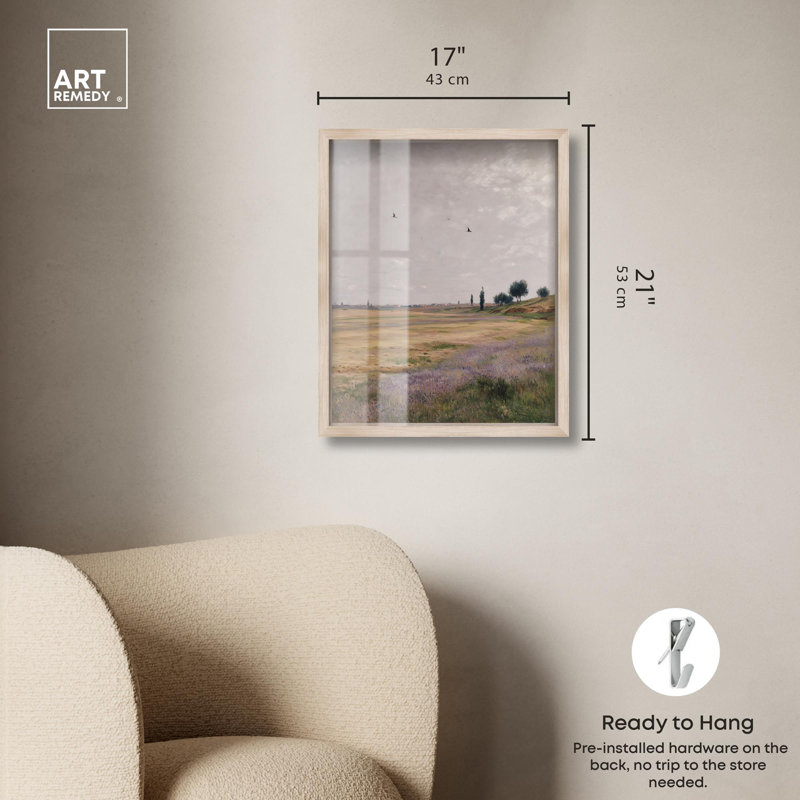 «Late Summers Day I Coastal Decor Shadowbox» par Art Remedy, H 21 po x l 17 po, Crème, crème