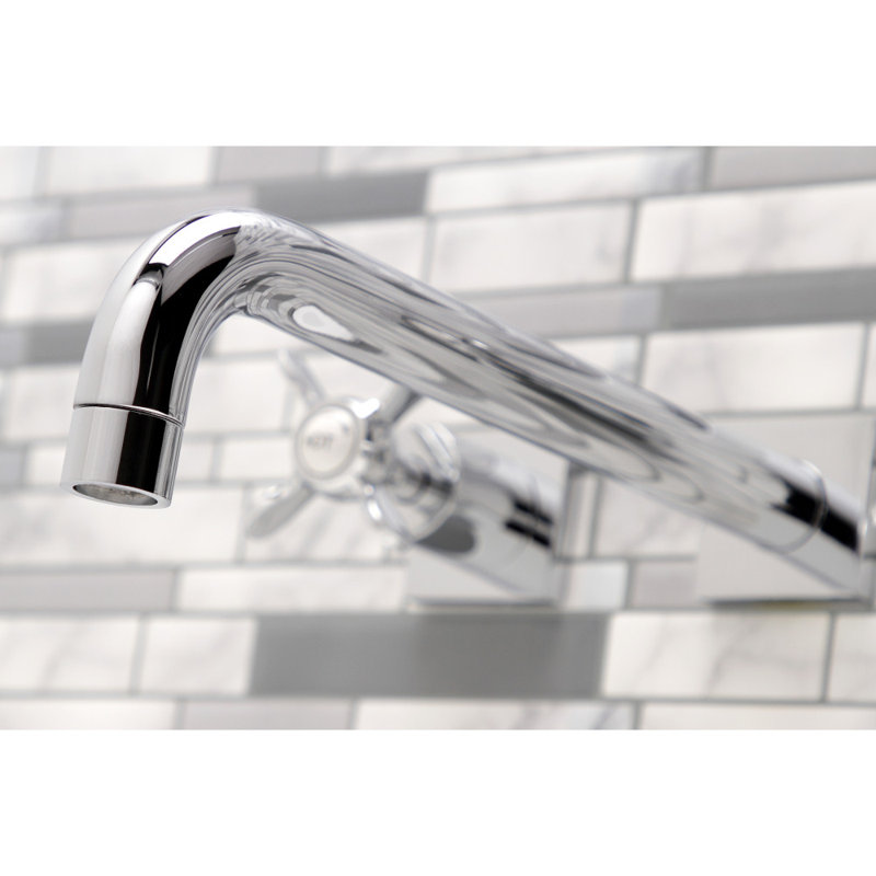 Kingston Brass Essex Two-Handle 3-Hole Wall Mount Roman Tub Faucet, Polished Chrome