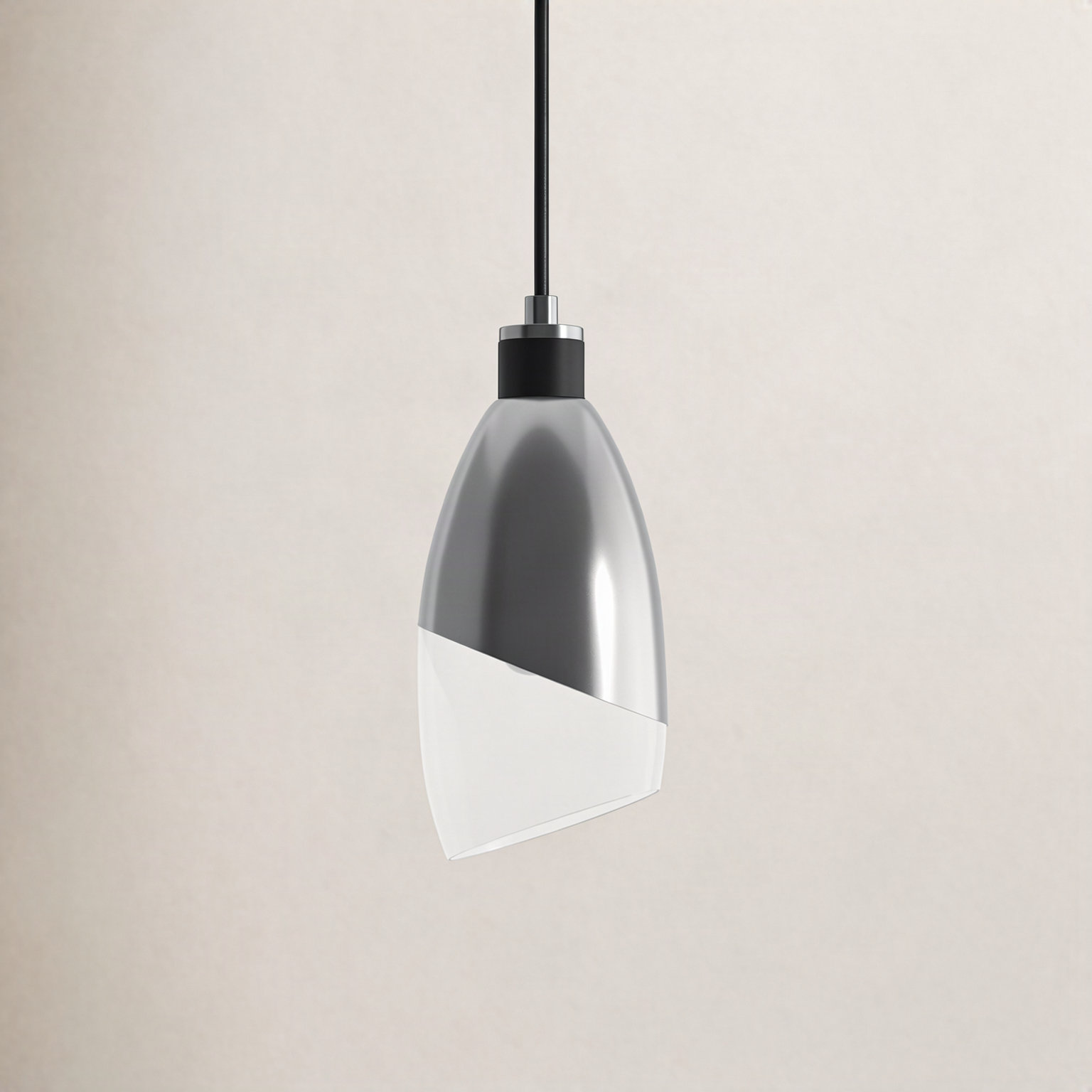 Tabitha Single Light Steel Dimmable Pendant, Chrome