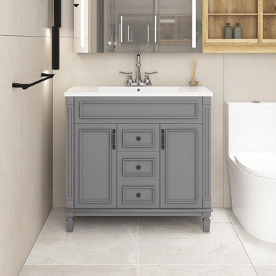 35.9'' Single Bathroom Vanity with Ceramic Top