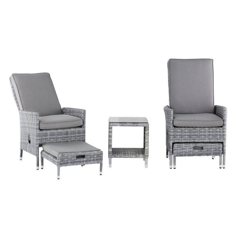 Ensemble de chaises inclinables d'extérieur 5 pièces Elle Decor Vallauris, gris