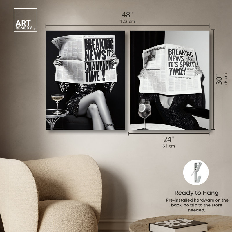 Reproduction d'art sur toile, "Derrière les manchettes" par Art Remedy, 24 x 30, H 30 po x l 24 po, Toile non encadrée