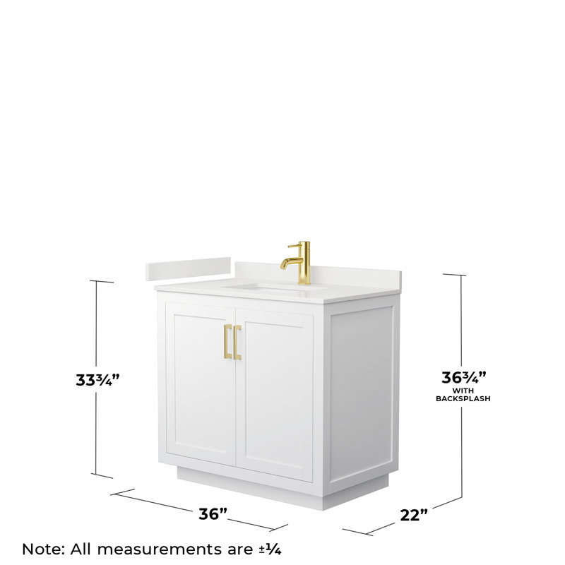 Miranda 36" White Freestanding Single Sink Bathroom Vanity with Quartz Top
