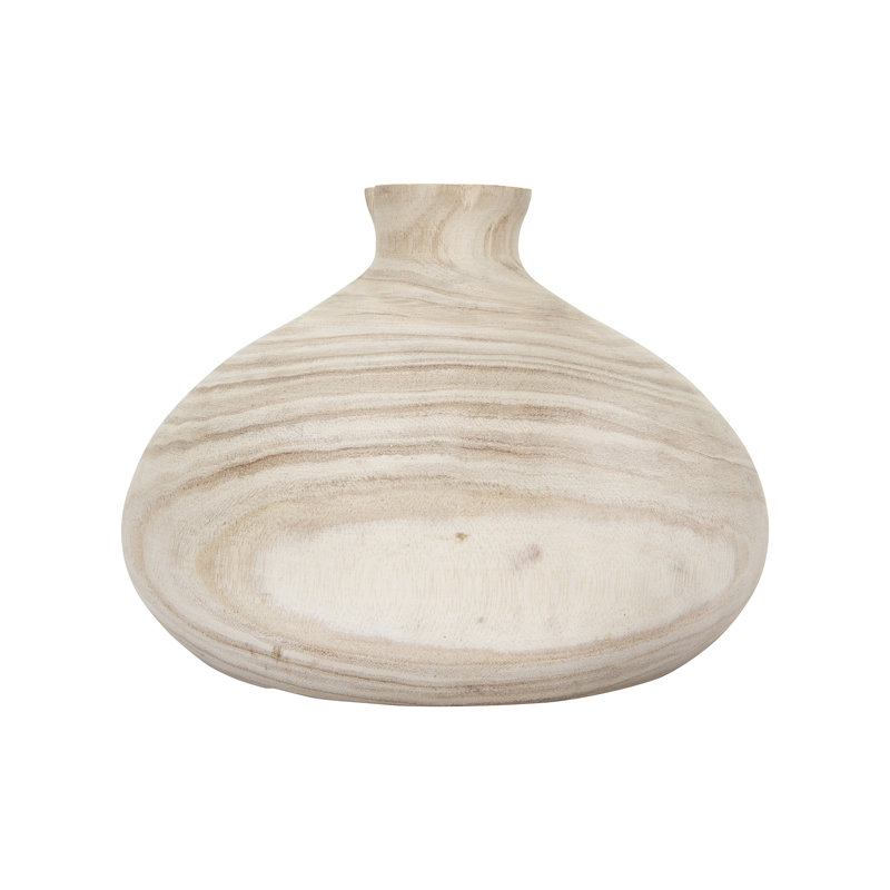 Vase de table en bois massif, Beige