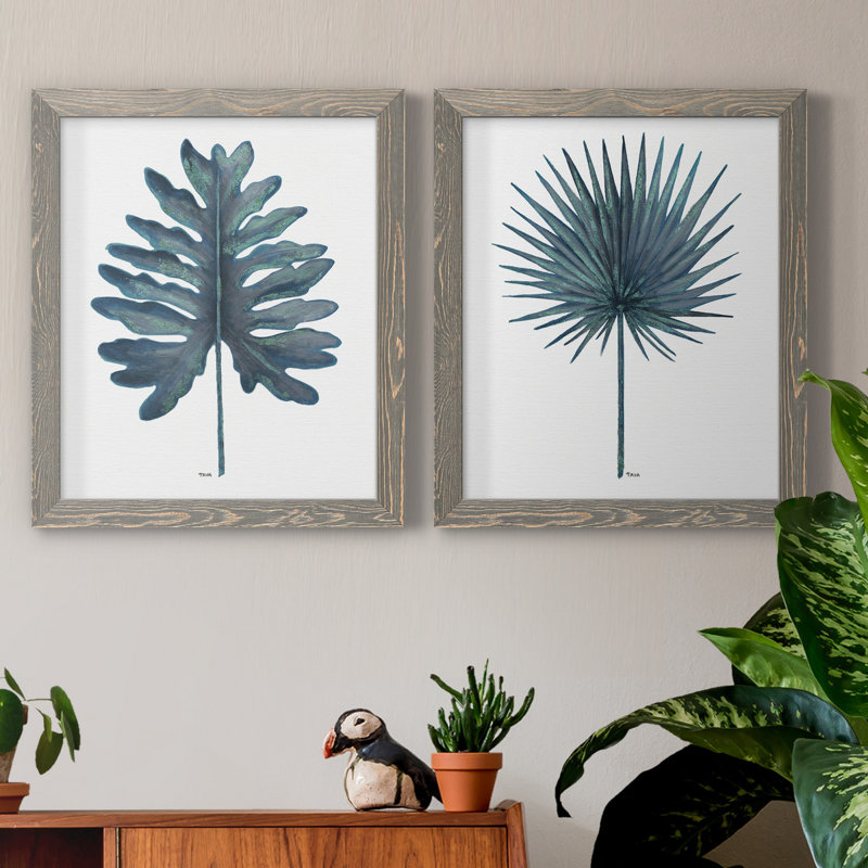 «Blue Oasis I», ensemble de 2 reproductions d'art, H 20 po x l 17 po x P 1 po, Toile avec cadre gris, Pas de tapis