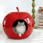 Niche pour chat/petit chiot, canapé-lit en forme de grotte, couleur pomme rouge, taille moyenne