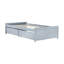 Lit simple avec 2 tiroirs, bois d'hévéa massif gris, mouvement de tiroir silencieux, tiroirs en bois pour meubles de chambre à coucher peu encombrants gris, esthétique moderne, fonction de déplacement en douceur-699328303