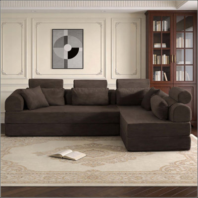L Shape Modular Sectional Sofa, Compressed Sectional Sofa Modern Minimalist Style Corduroy Couch,Unfold Into A Bed, Bedroom, Comfy Compressed Sofa Couch Space-Efficient Design