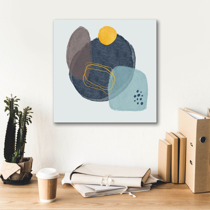 «Blue and Yellow Abstraction 2» par Svetlana Aleynikova, art mural sur toile, H 18 po x l 18 po