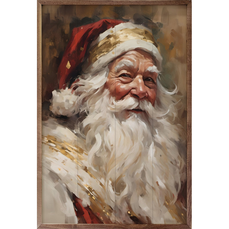 Père Noël en rouge avec or, H 8 po x l 5 po