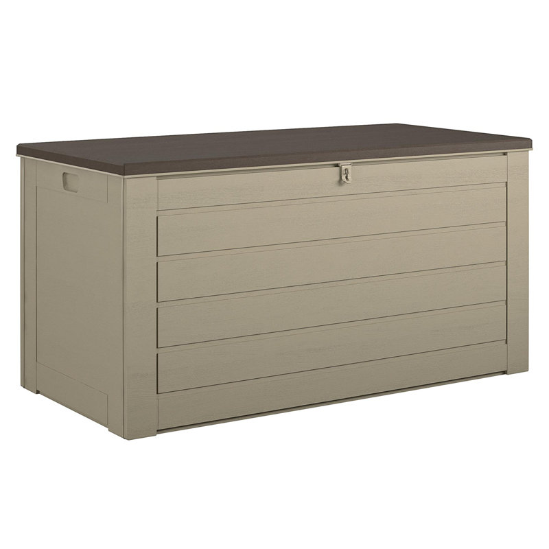 Wade Logan 146.56 cm W 681.37 L Water Resistant Lockable Deck Box, Tan
