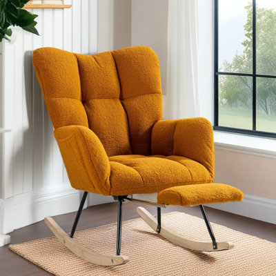 Chaise berçante en tissu avec repose-pieds Teddy
