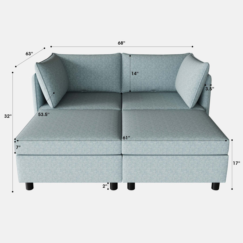 Canapé modulaire Latenya, Bleu antique