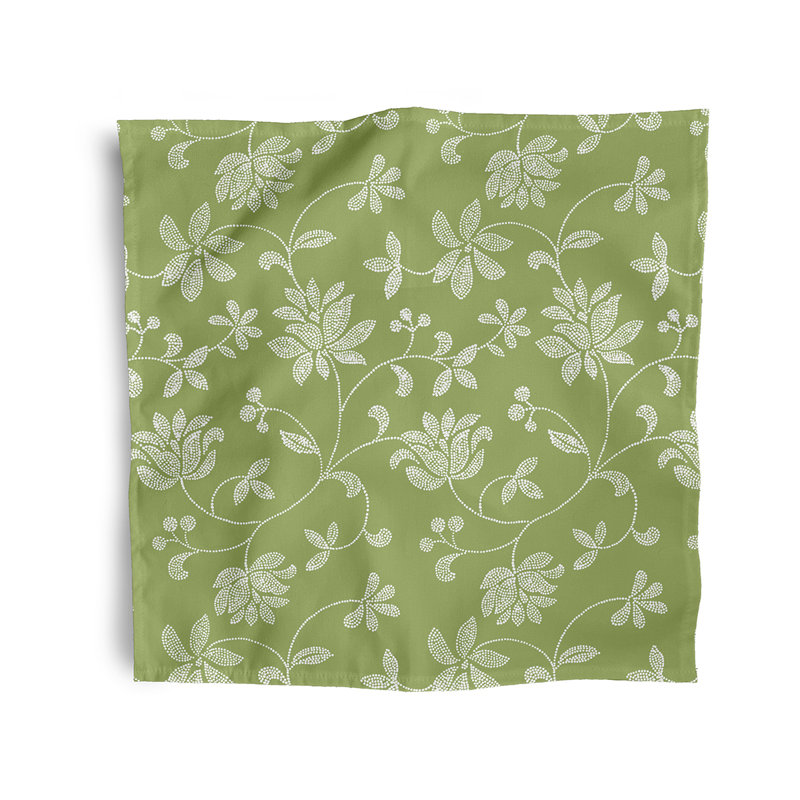 Aspacio Polyester Floral Square Napkin, Green